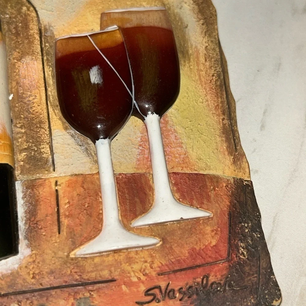 🍀 3 for $25 Kitchen Decor Wine Bar Accessories Set Rustic Italian wall art
